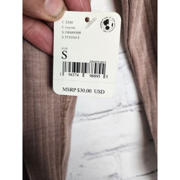 NWT Talk to Me Tee by Intimately at Free People Coyote Tan SZ S Womens Ribbed LS - Picture 3 of 5